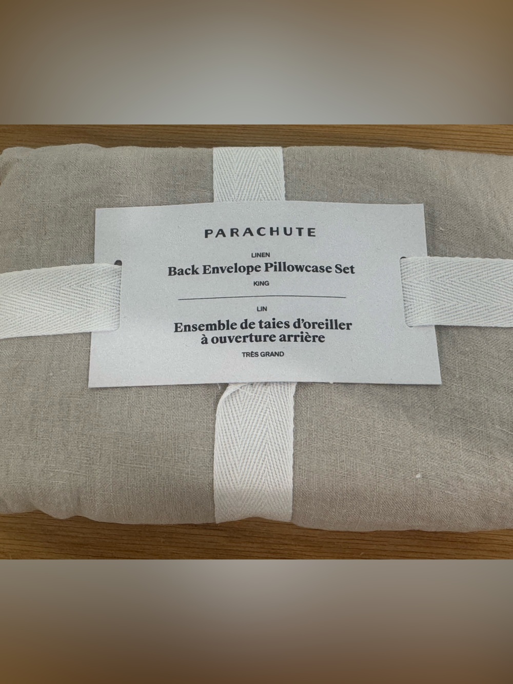 Parachute King Linen Pillowcase Set in bone envelope close